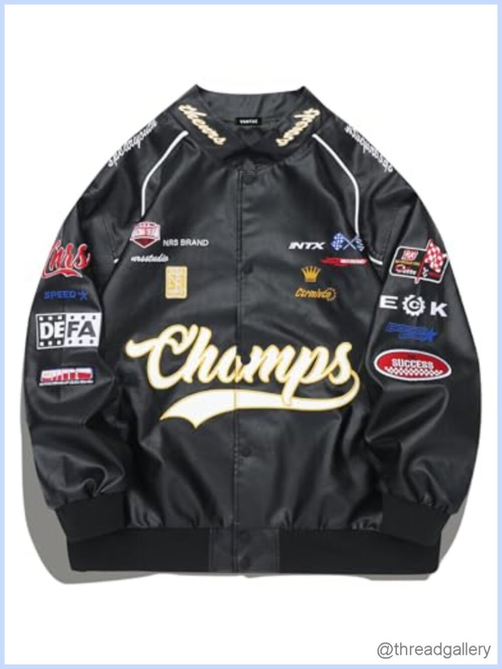 Faux Leather Motocross Jacket Oversized Vintage Racing Varsity Bomber Coat Men